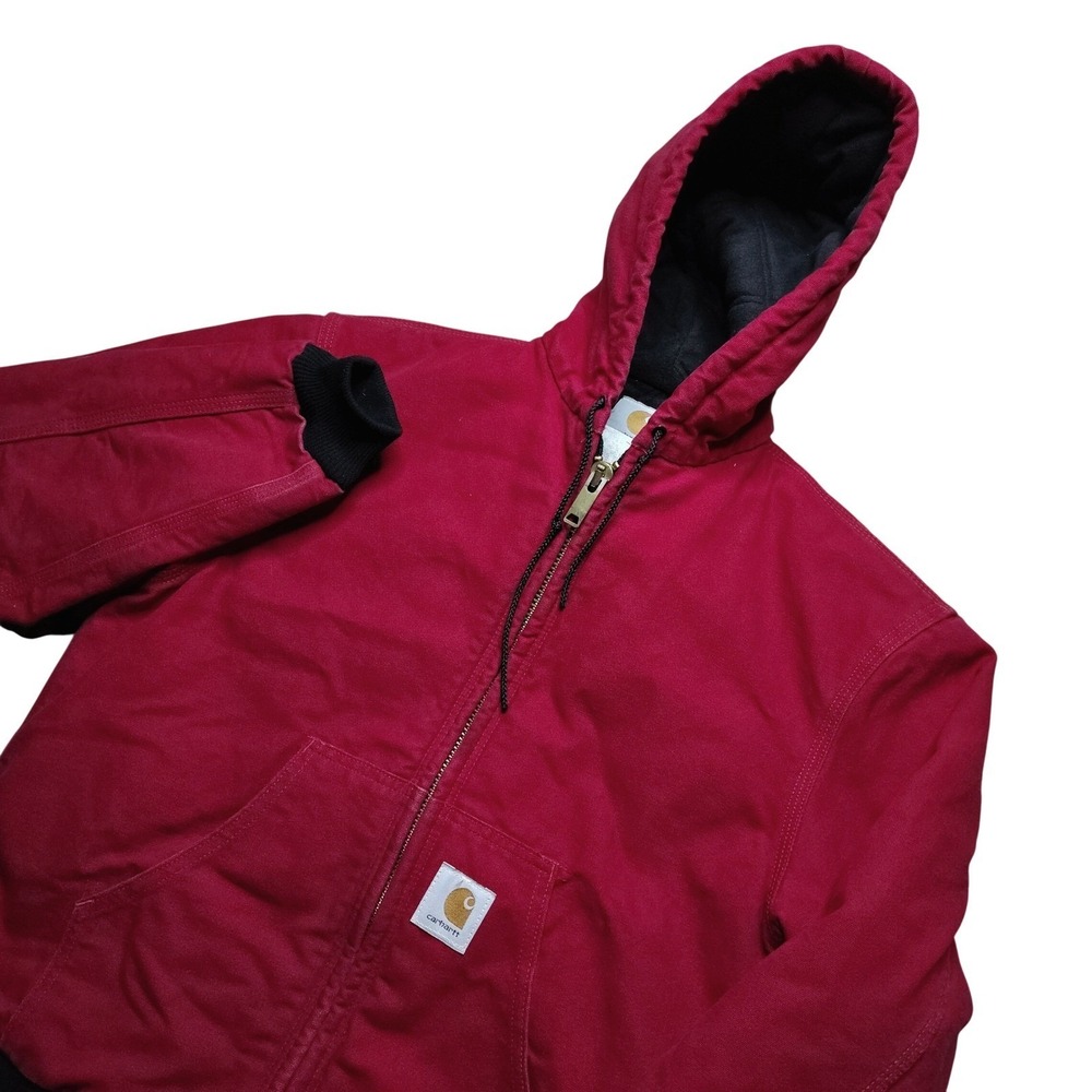 Vintage Carhartt Mens Quilt Lined Canvas Active Jacket Medium J04 Crimson Red